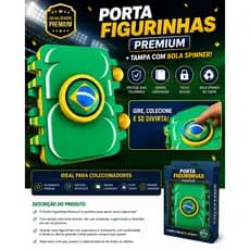 Porta Figurinhas Premium Copa Brasil com Tampa Spinner | Caixa Organizadora para Cards e Figuras Colecionáveis