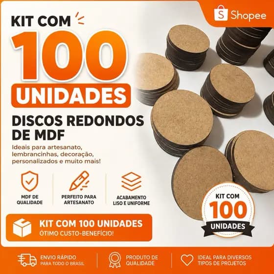 KIT 100 BOLACHAS COM 5CM EM MDF CRU - DECORAÇÃO/PAPELARIA/ARTESANATO/CHAVEIRO/LEMBRANCINHA