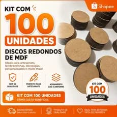 KIT 100 BOLACHAS COM 5CM EM MDF CRU - DECORAÇÃO/PAPELARIA/ARTESANATO/CHAVEIRO/LEMBRANCINHA