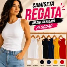 Camiseta Regata Feminina Canelada Ribana Algodão Lisa Básica Blogueira Nadadora Verão Blusinha Blusa Trabalho Academia