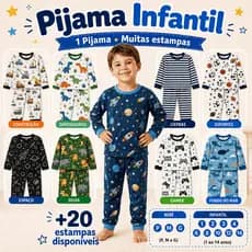 Pijama Infantil Menino Criança Inverno Manga Longa Comprida Calça Blusa 2 Peças Estampas Sortidas Roupa de Dormir