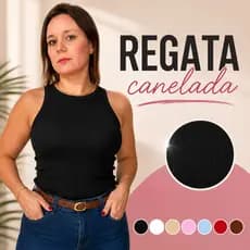 Regata Feminina Canelada Ribana Lisa Básica Blusa Trabalho Nadadora Verão Academia Camiseta