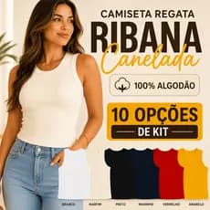 Kit 2 Blusas Regatas Femininas Caneladas Ribana Algodão Lisa Básica Trabalho Nadadora Verão Academia Camiseta Cropped