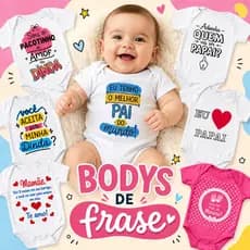 Kit 2 Bodys Bebê Frases Papai Mamãe Vovó Vovô Dinda Titia Infantil Recém Nascido 100% Algodão Enxoval Revelação