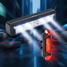 Kit Farol Bike 5 Leds 20000lm E Lanterna Traseira