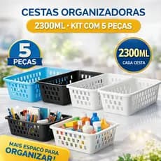 Cesta Organizadora Grande 2300ml Multiuso 5 Unidades