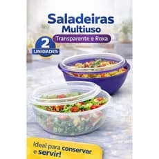 Kit 2 Saladeiras Multiuso com Tampa - Colorida (Potes Grandes)