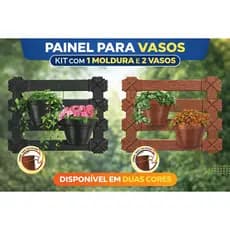 Kit Painel Jardim Vertical com 2 Vasos – Painel Decorativo para Plantas Parede Interna e Externa