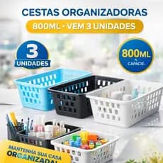 Cesta Organizadora Pequena 800ml - Ideal para Banheiro, Cozinha e Escritório