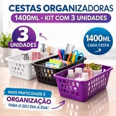 Cesta Organizadora 1400ml 3 Unidades