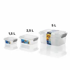 Kit 3 Caixas Organizadoras Transparentes Com Trava 1,5L 2,5L e 5L