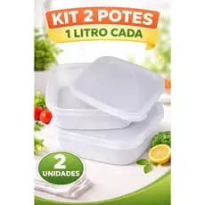 Kit 2 Potes Plásticos com Tampa 1 Litro – Multiuso Cozinha