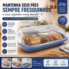 Porta Pão Grande Com Tampa Transparente Plástico Boleira Para Pães Bolos e Tortas