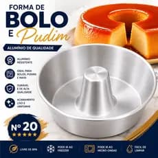 Forma De Alumínio Redonda Nº20 1,5L Para Bolo Torta Pudim Resistente