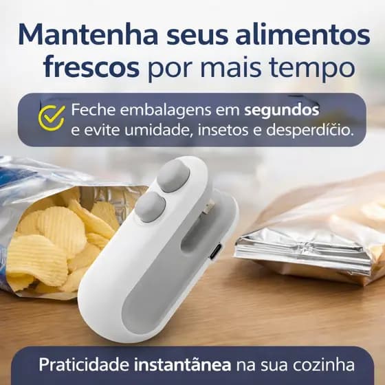 Mini Seladora Portátil USB Para Sacos Plásticos SeladorAlimentos Recarregável Cozinha