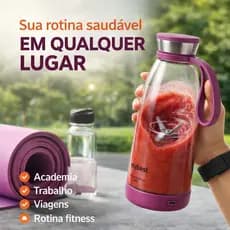 Liquidificador Portátil USB 500ml Recarregável 2 em 1 Garrafa Mixer Mini Blender Academia Suco Roxa