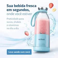 Liquidificador Portátil USB 350ml Recarregável 2 em 1 Garrafa Mixer Mini Blender Academia Suco Azul