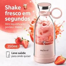 Liquidificador Portátil USB 350ml Recarregável 2 em 1 Garrafa Mixer Mini Blender Academia Suco Rosa