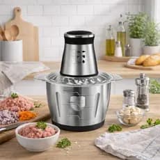 Multiprocessador de Alimentos Elétrico 3L Inox 500W 3 Lâminas Triturador Potente Cozinha