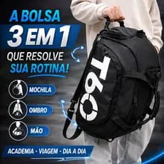 Bolsa Esportiva Multifuncional Impermeável Academia Viagem Compartimento Tênis Mochila 3 em 1