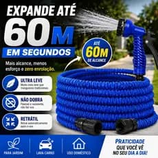 Mangueira Mágica Expansível 60m Gatilho Multiuso Jatos para Jardim e Lava Carro Retrátil