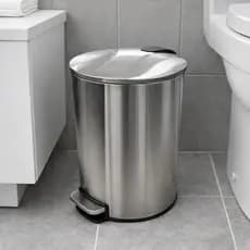 Lixeira Aço Inox 5 Litros Slim Redonda Tampa Pedal Lixo Limpeza Organiza Banheiro Cozinha Escritorio