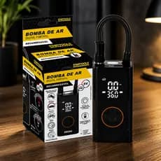 Bomba Ar Digital Portátil Compacta Recarregável Multifunção Lanterna Pressão Carro Moto Bicicleta