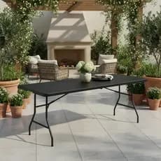 Mesa dobrável vira maleta 1,80m x 70cm Interna Externa Camping Praia Churrasco 180cmPreto