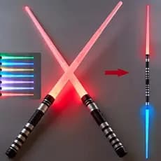 Kit 2 Sabres de Luz LED 7 Cores 76cm Tipo Star Wars Cosplay Decoração Geek