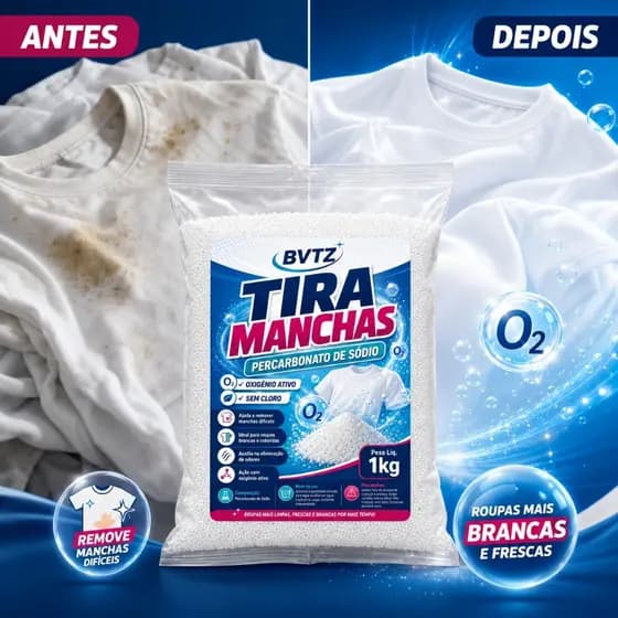Branqueador Percarbonato De Sodio Puro Tira Manchas Roupas Multiuso Limpeza