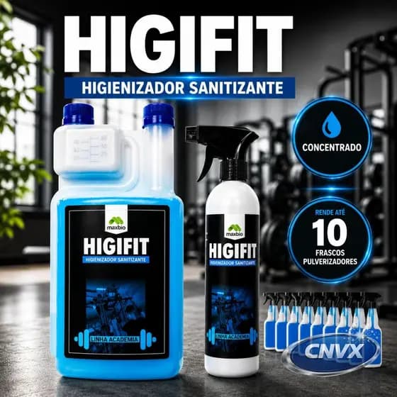 Kit Higifit Sanitizante Amplo Aspectro Ação Bactericida Multiuso Desinfeta Academias Clinicas
