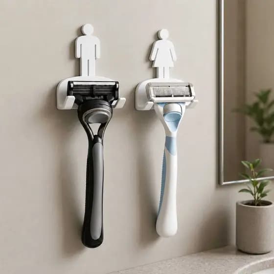 Kit 2 Suporte Gillette Parede Fita 3M Porta Barbeador Dele Dela Organizador Banheiro Premium