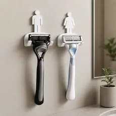 Kit 2 Suporte Gillette Parede Fita 3M Porta Barbeador Dele Dela Organizador Banheiro Premium