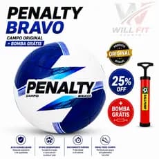 Bola Futebol Campo Penalty Bravo Original + Bomba De Encher Grátis Alta Durabilidade Treino Jogo