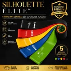 Kit 5 Mini Bands Silhouette Élite™ Faixas Elásticas Resistência Glúteos Academia Pilates Fitness