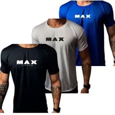 Kit com 3 Camisas Dry Fit Blusa Masculina "Max Titanium" Camisa Ultra Fit Para Treino Academia e Esportes