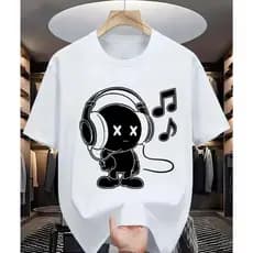 Camiseta masculina MENINO MUSICA Gola Redonda Manga Curta Algodão Moda Basica, Praia ,Verão  Todos Os Estilos