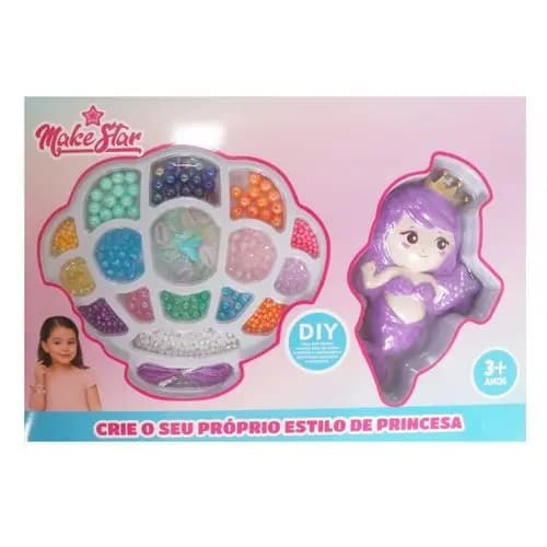 Kit Miçangas Sereia Infantil Artesanato Criativo Colorido Completo