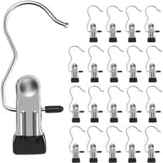 Kit 20 Cabides com Presilha Aço Inox Organizador Multifuncional para Calças Saias Roupas e Acessório