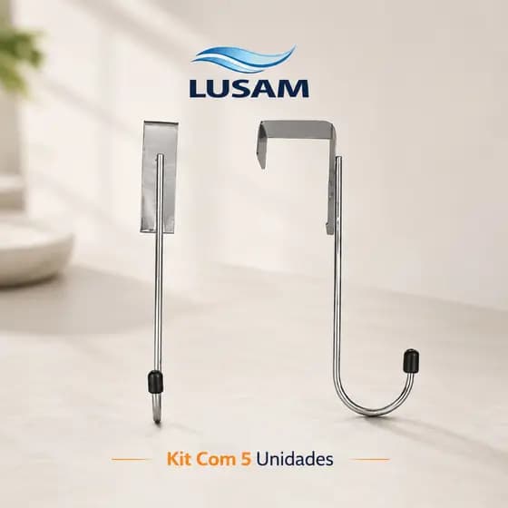 Gancho de Porta Premium Kit 5, 10 ou 15 Unidades Organizador Multiuso Aço Reforçado