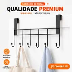 Kit 3 Cabideiro de Porta 6 Ganchos Reforçado Organizador Porta Roupas Bolsa | Aço