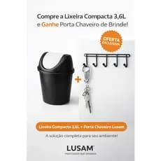 Lixeira Pequena 3,6L com Tampa Basculante + Porta Chaveiro de Brinde | Compacta para Pia, Banheiro e Escritório