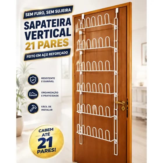 Sapateira de Porta 21 Pares Vertical Aço Organizador