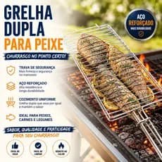 Grelha Dupla para Churrasco Galvanizada com Trava 46x21cm