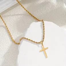 Colar Cruz Masculino Aço Inoxidável Pingente Cruz Minimalista Corrente Masculina