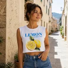 Cropped Regata e Nadador Estampas Tropicais Algodão e Canelado Moda Verão 36 ao 44