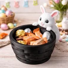 Porta Doces Coelho de Páscoa Cesta Decorativa Porta Ovo Bombom Enfeite de Mesa Fofo