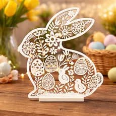 Coelho de Páscoa Decorativo Silhueta Floral Vazada Enfeite de Mesa para Decoração de Páscoa Moderno Minimalista