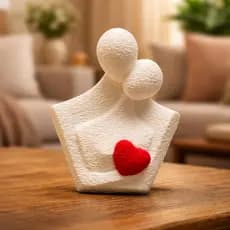 Escultura Casal Abstrato com Coração Decoração Moderna Romântica Sala Quarto Presente Casal Luxo