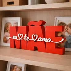 Letreiro Mãe Eu Te Amo com Coração Decoração Dia das Mães Presente Criativo Enfeite de Mesa